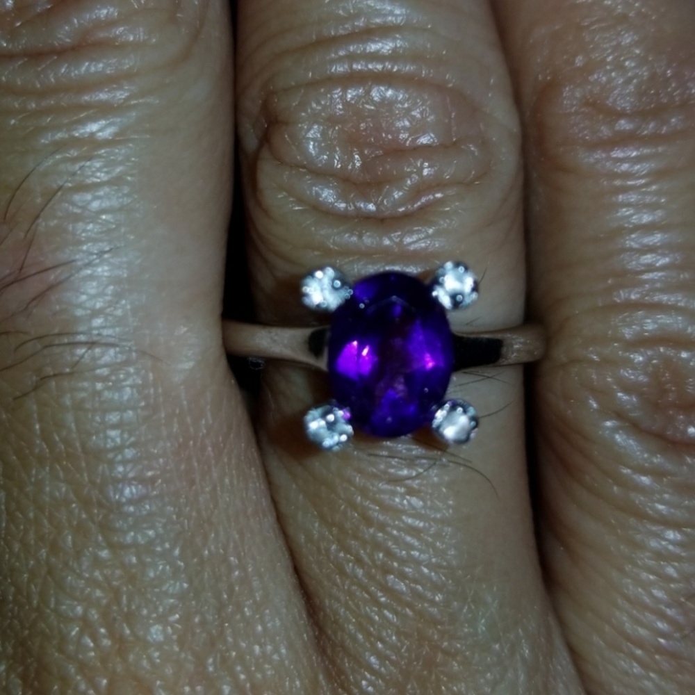 925 Genuine Amethyst ring size 6 - Picture 3 of 6